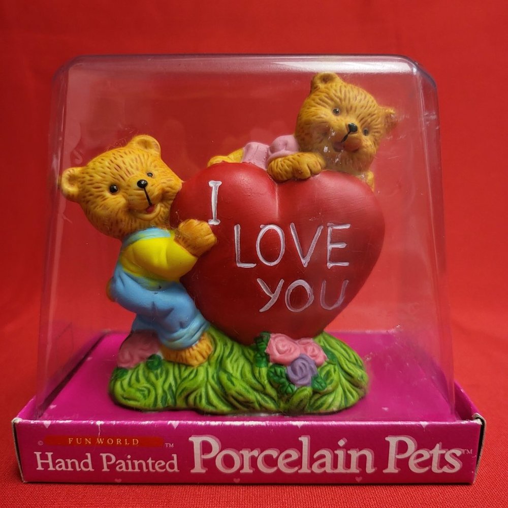 Vintage Porcelain Pets I Love You Decor Fun World Valentines